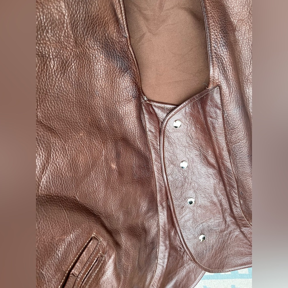 Coronado Bison Leather Laredo Concealed Carry Western Vest Brown Handmade Retro - Picture 14 of 16
